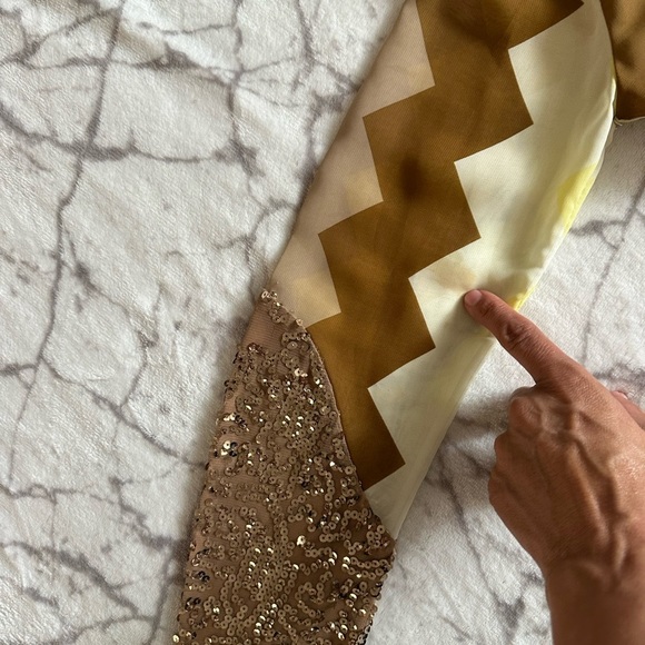 dress the population dress S Zigzag Lace-Up Coverup, 70s Style , Disco, Sequins - Picture 8 of 9